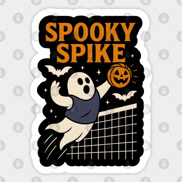 Spooky Spike Ghost Volleyball Halloween Graphic Gift Sticker by MakerMind8.2